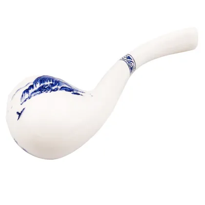 High quality 120mm landscape painting white ceramic smoking pipe