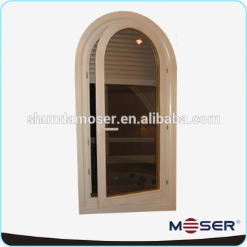 Oak wood profil special shape half round circle window in grill design