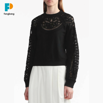 Zayıflama Siyah Dantelli Kapşonlu Yuvarlak Yaka Gevşek Kesim