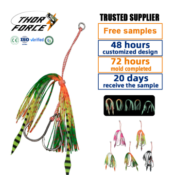 THORFORCE Wholesale Handmade Colorful Silicone Squid Skirt Lures with Double Hooks
