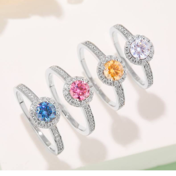 Χονδρική 0.5ct Κύκλος Moissanite Gemstone S925 Δαχτυλίδι λουλουδιών για γυναίκες - μοντέρνα πολύχρωμα κοσμήματα για γάμους και καθημερινή χρήση