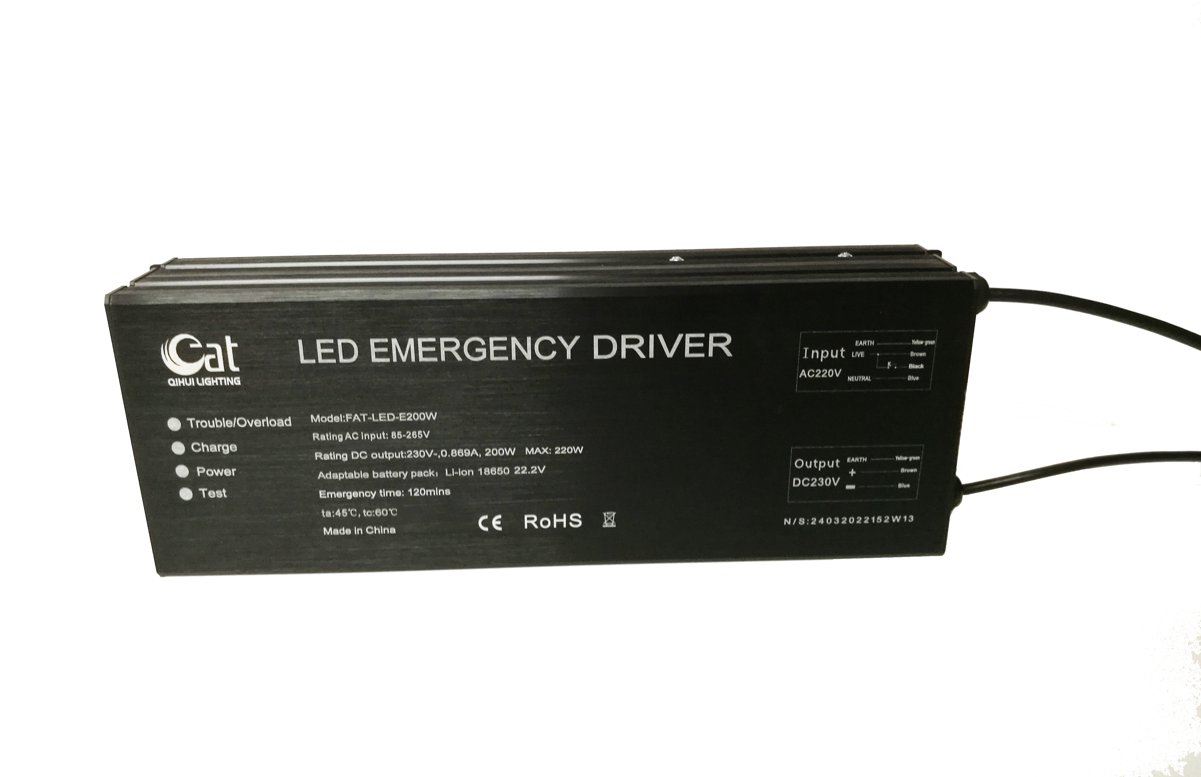 200W high power full output LED emergency driver