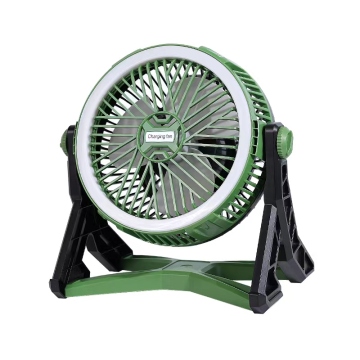 12 Inch DC 3.7V Solar Rechargeable Fan with LED Light and USB Phone Charging - 4 Speed Settings for Home and Outdoor Use