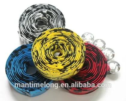 multicolor bicycle handlebar tape with handlebar plugs