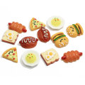 Résine simulée nourriture pain Hot-dog Hambugers Pizza modèle alimentaire Flatback Cabochon pour la maison ornements de Table Figurine Miniatures