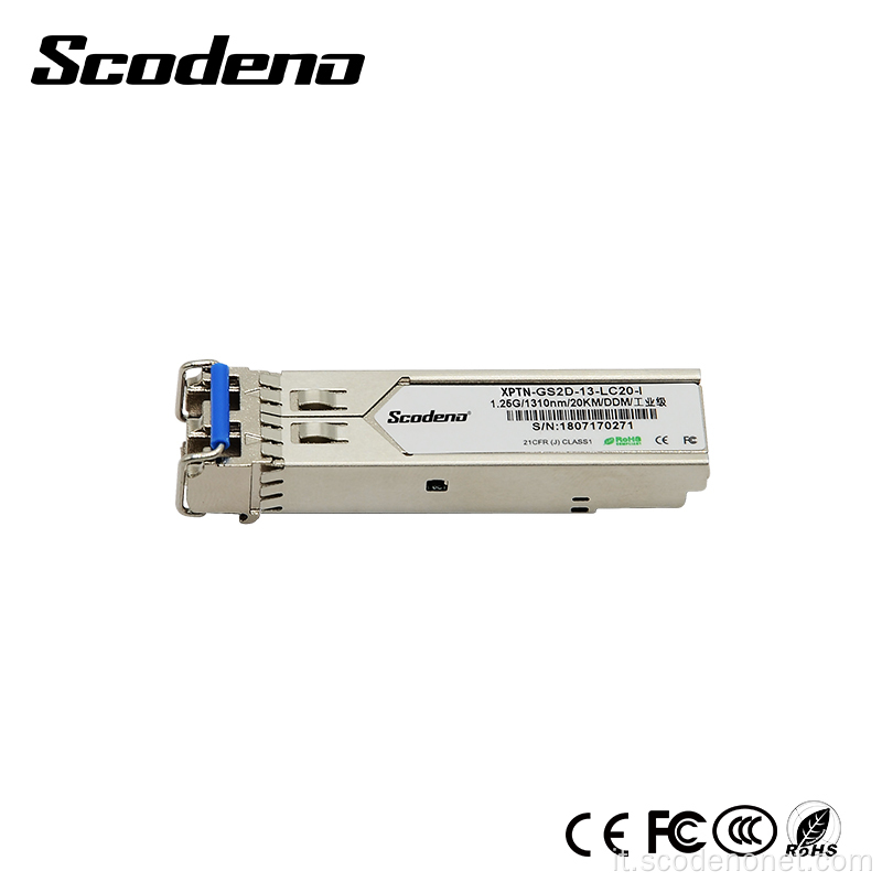 Scodeno Ricetrasmettitore ottico 1000T Applicazione 1.25G Gpon 1.25g LC SFP RJ45 Modulo in fibra