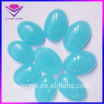 Non-transparent Blue Oval Cabochon Cut Glass Material Decorating Gemstone for Jewelry Making