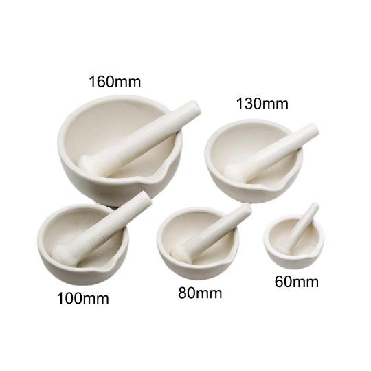 Argamassas de porcelana com bico e pilas 100 mm