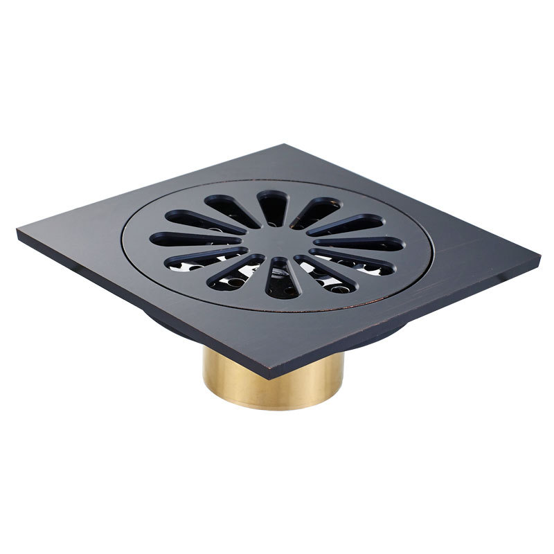 Desagüe de piso desodorante cuadrado material cobre bronce negro Desagüe de piso negro americano