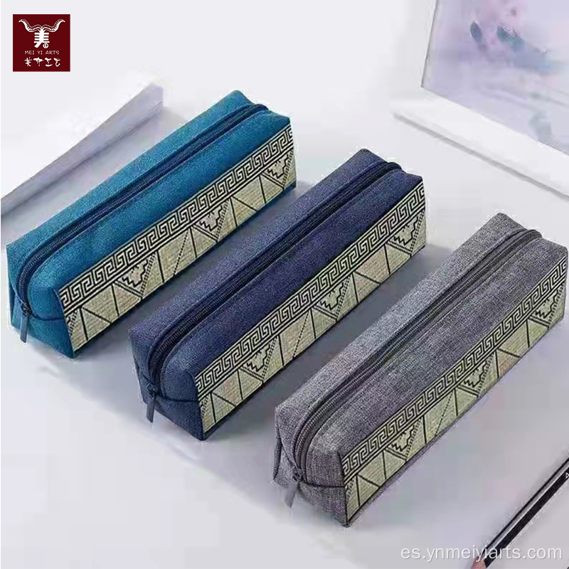 Regalo de bolsa de lápiz de bordado étnico personalizado