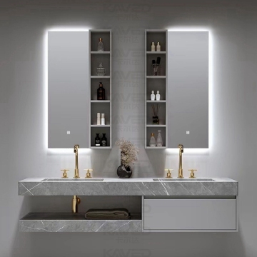 Modern 60 Inch Double Sink Bathroom Vanity with Marble