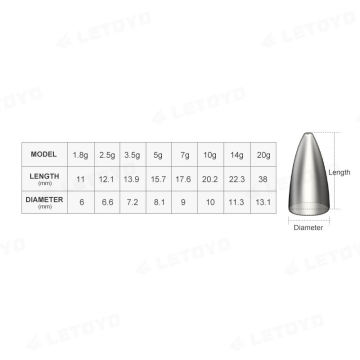 50pcs/pack Bullet Fishing Sinkers for Bass & Texas Rigs - Saltwater & Freshwater Tackle