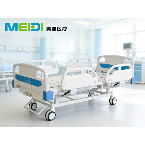 Home/Medical Dual-Use Single-Crank Hospital Bed, Economic Punching with 4 Small Rails & Central Brake