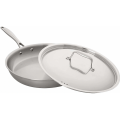 Single handle stainless steel frying pan with cover