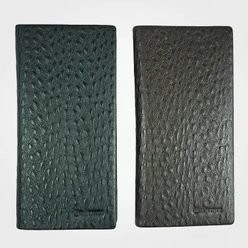 Ostrich Grain Long Leather Card Wallet