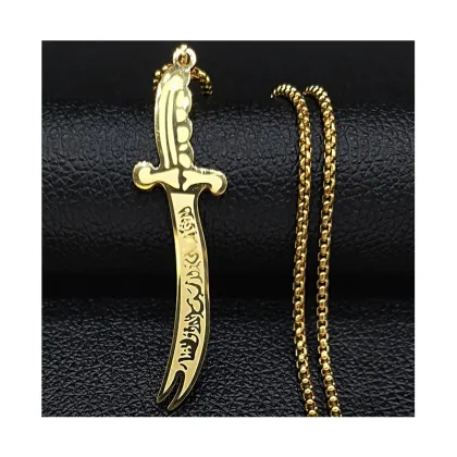 Islamic Imam Ali Zulfiqar Sword Stainless Steel Necklace