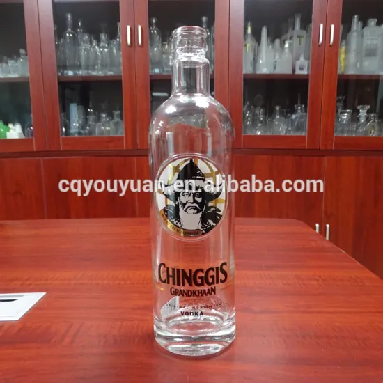 Decal label chinggis khan alcoholic 750ml glass liquor gold for vodka