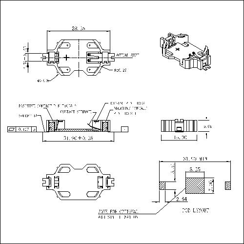 Coin Cell Holders FOR CR2032 BT-M-G0-R-CR1058A