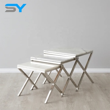 SIYANG X Legs Metal Marble Side Table Set for Home Furniture