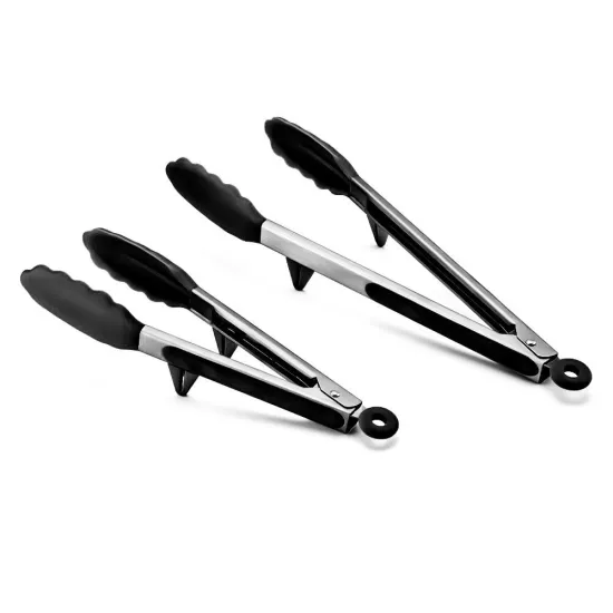 Silicone Food Tongs Set with Stand