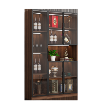 Modern Solid Oak Home Furniture Liquor Cabinet with Glass Door OEM & ODM