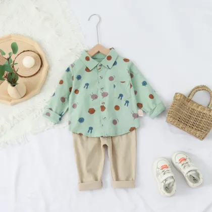 New baby full body printing boys shirts spring and autumn long sleeves toddler boys clothing kids clothing sets boys