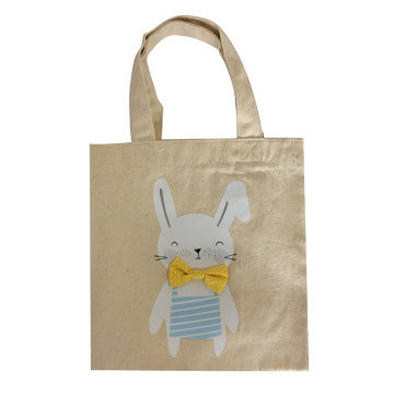 Burlap Easter bunny pattern tote bag