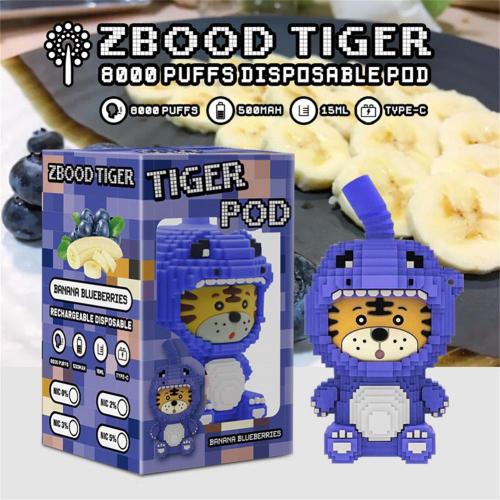New Coming Disposable Vape Zbood Tiger 8000Puffs Pod