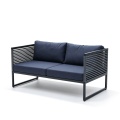 All-Weather PE Rattan Modern Outdoor Lounge Sofa with Durable Cushioned Comfort for Courtyard Leisure Spaces
