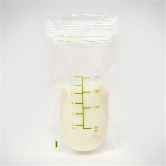 Self-standing breast milk storage bag freezer bag