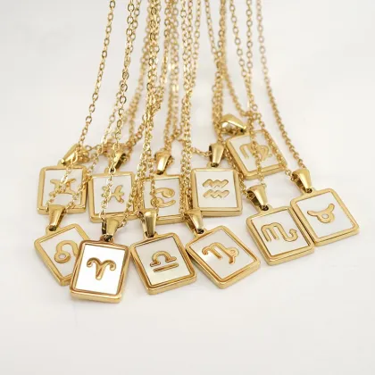 18K Gold Plated Zodiac Necklace - Fine Astrology Pendant Jewelry