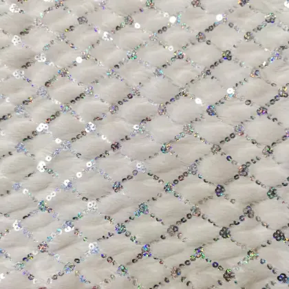 Best Quality Grid Sequin Embroidered Fabric, Textiles, Fleece, and Velvet Fabric Manufacturer