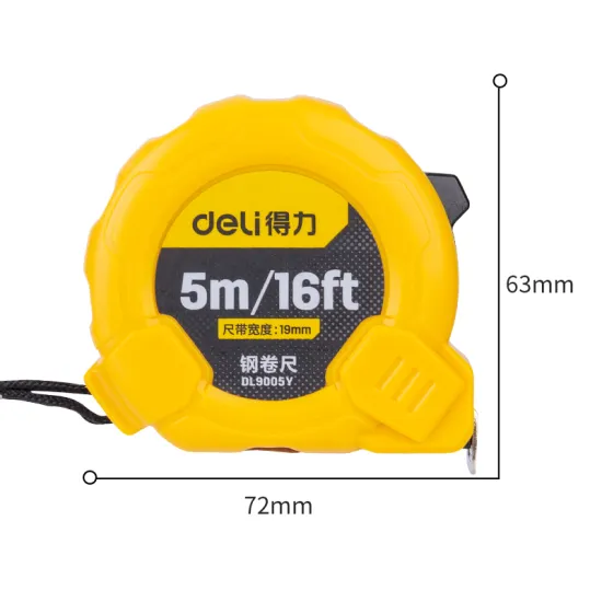 Deli EDL9005Y 5m/16ftx19mm Steel Measuring Tape tools soft sublimation Steel Measuring Tape