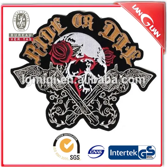 Factory price embroidery cool skeleton embroidery gun patch