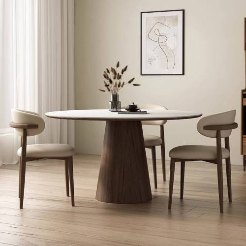Solid wood pedestal dining table for 4 people