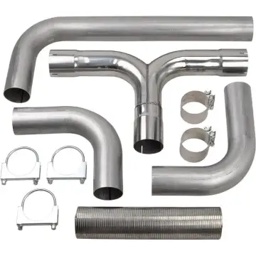4 Inch Diesel Dual Stack Kit Exhaust T-Pipe Connector for Chevy Dodge Ford Full Size Pickup