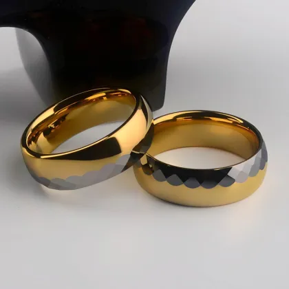 Gold And Silver Mens Tungsten Wedding Ring