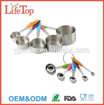 Super Sturdy Soft Silicone Handle Stainless Steel Measuring Cups Set