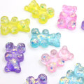 Glitter Artificial Bear Resin Perlen Flatback Cabochon Gummibärchen Charms für die Herstellung von Schlüsselbund-Ornamentenschmuck