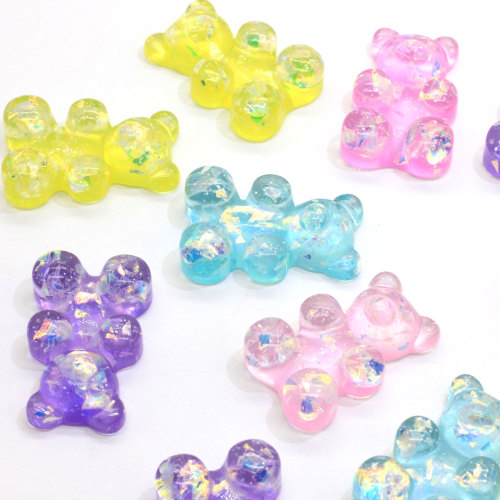 Brokat Sztuczny niedźwiedź Koraliki z żywicy Flatback Cabochon Gummy Bear Charms do pęku kluczy Ozdoba do tworzenia biżuterii