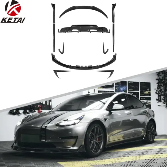 Turbo Style Carbon Look Aero Kit for Tesla Model 3 2018-2023