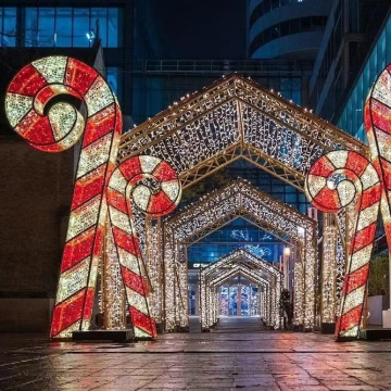 3D Illuminated Christmas Candy Cane Decorations for Outdoor Commercial Light Shows
