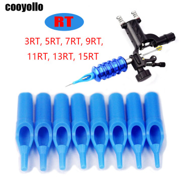 50pcs 3/5/7/9/11/13/15RT Disposable Sterile Tattoo Tip Blue Plastic Flat Round Needle Tips Tattoo Machine Guns Tool Accessories