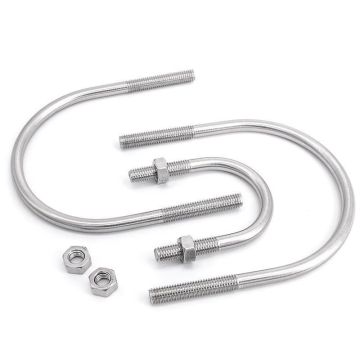 Zinc Plated DIN 975 U-Shaped Bolts, Pipe Clamps, Square Bending Nuts, and Washers: Complete Kit for Secure Fastening Solutions
