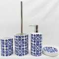 Garrafa de cerâmica de conjunto de banho azul