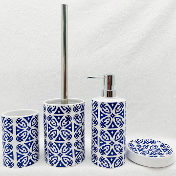 Bottiglia di ceramica set da bagno blu