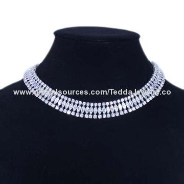 Wedding and Engagement Jewelry, Made of Brass and Cubic Zirconia, Small Orders are Welcome