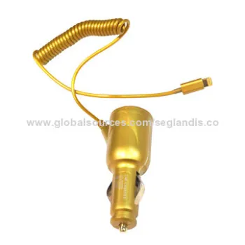 Car Charger for iPad Mini/iPhone5C/5S (Gold)