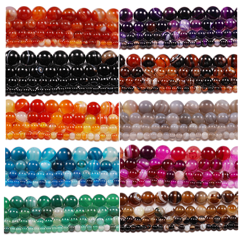 Craft Striped Agate Stone Beads for Jewelry Making