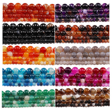 Craft Striped Agate Stone Beads for Jewelry Making